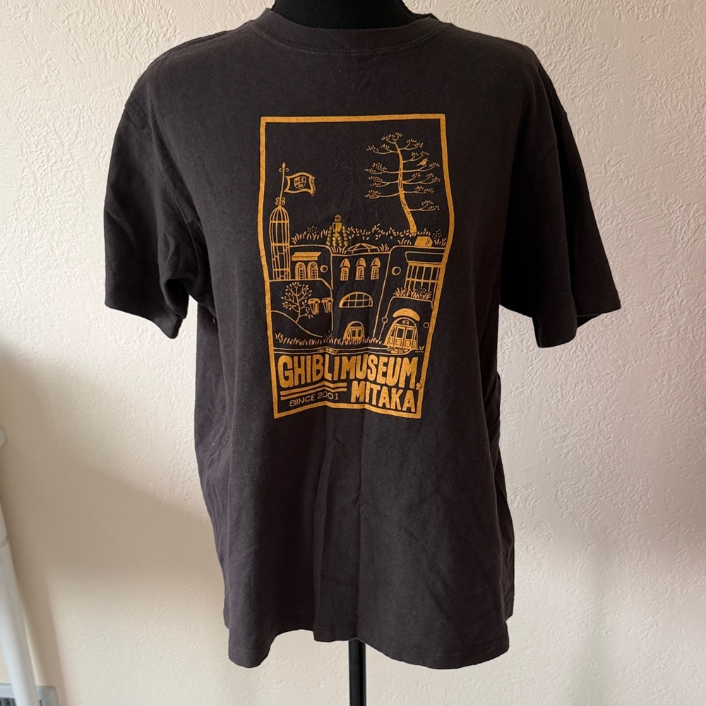 Ghibli Museum Mitaka Black Graphic T-Shirt SIZE LL